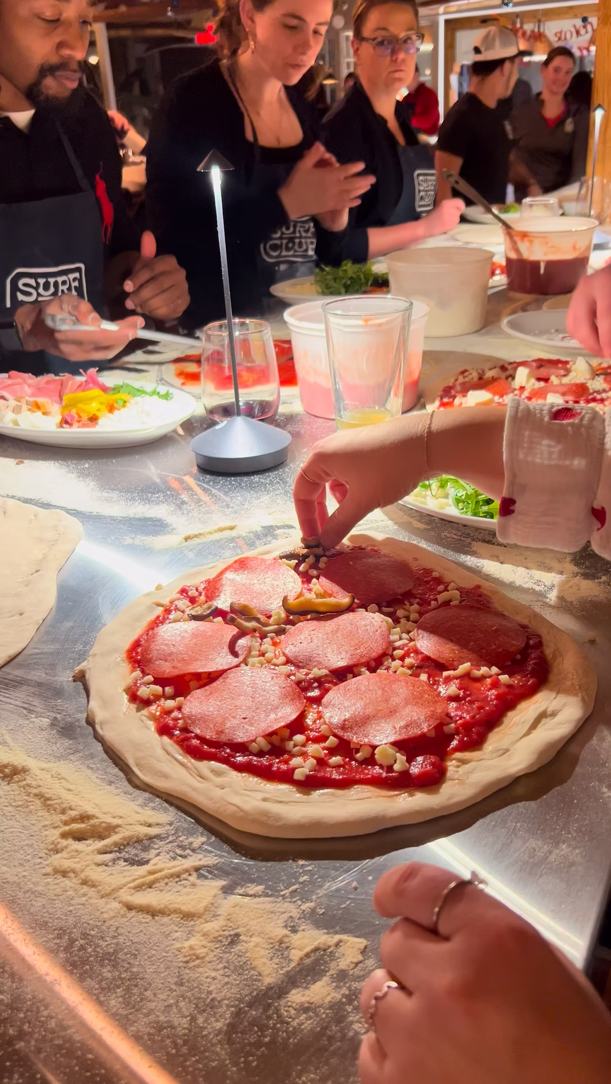 Pizza making class at Surf Club