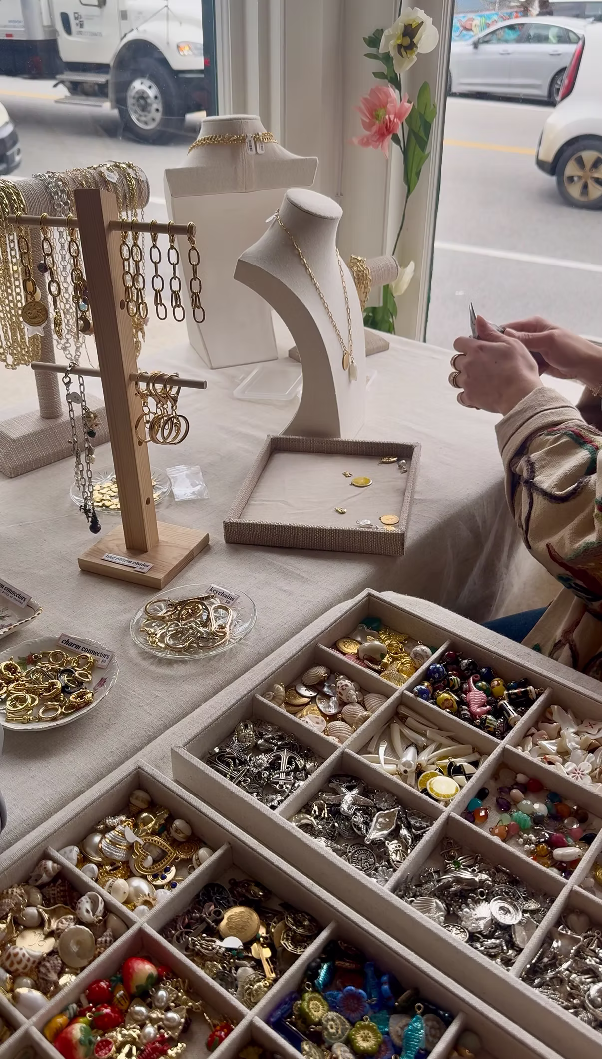 The process of putting my charm necklace together