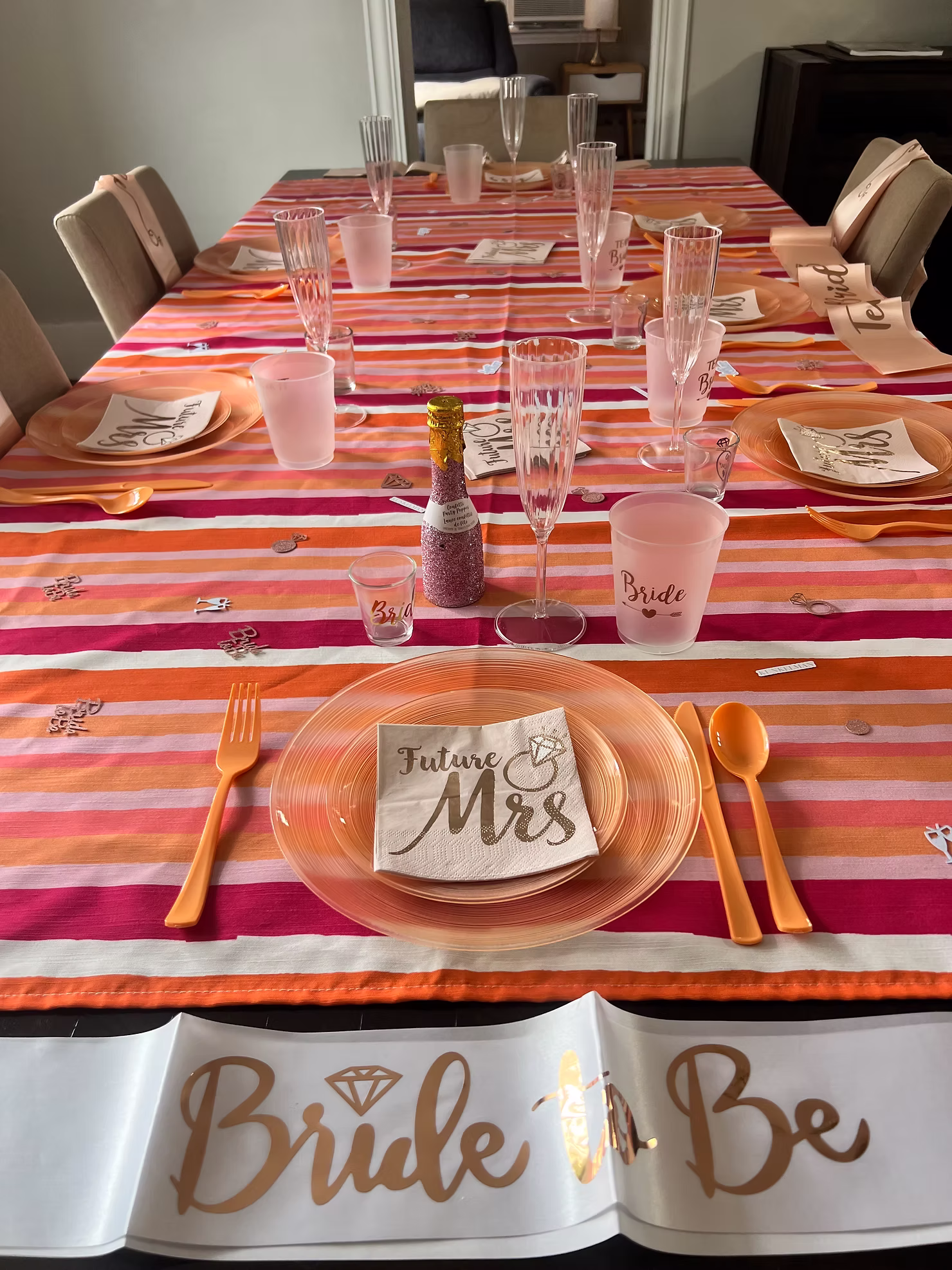 Bachelorette table scape designed by BACH Newport